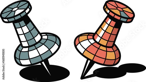 Colorful push pins vector illustration for office and design use