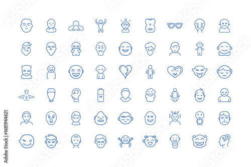 Vector art of collection of diverse face emotion icons