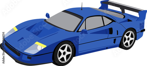 Retro Blue racing sport car 
