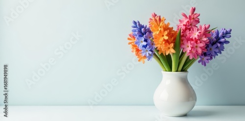 Wallpaper Mural Colorful hyacinth flowers in white ceramic vase, pot, spring Torontodigital.ca