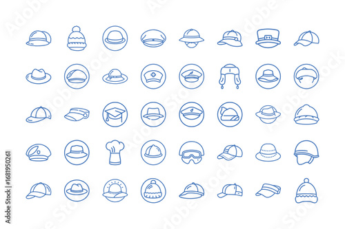 Vector art of collection of hat icons