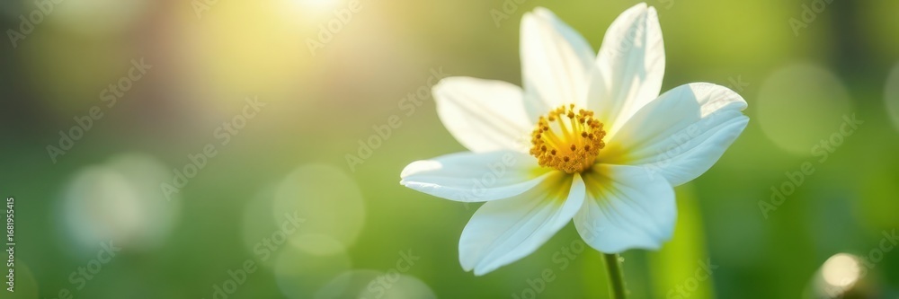 Obraz premium Bright yellow center surrounded by delicate white petals, swaying gently in spring breeze , daffodils, sunny