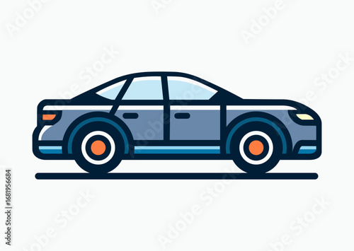 Car side view, vector illustration