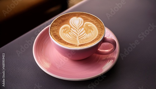 Wallpaper Mural latte art coffee in a pink cup Torontodigital.ca