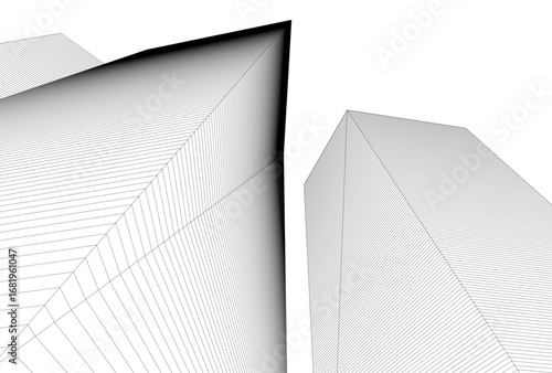 Abstract architectual drawing vector 3d illustration