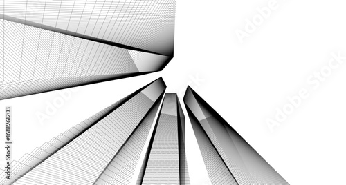 Abstract architectual drawing vector 3d illustration