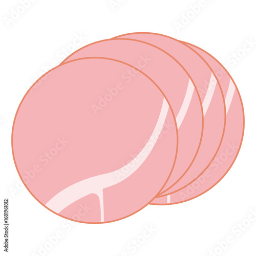 ハム　スライスハム　ロースハム　イラスト　ベクター　シンプル