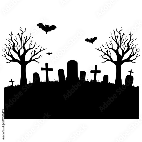 halloween night grave Silhouette