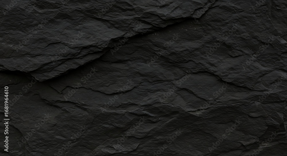 Fototapeta premium Striking textural black slate surface evoking raw earth and geological formations