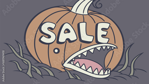 Spooky halloween pumpkin with sale carved into it ready for trick or treat