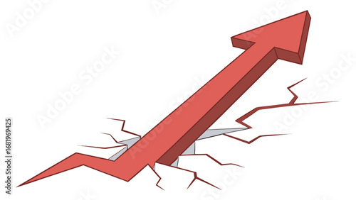 Bold red arrow symbolizing growth and progress breaking through barriers