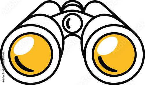Illustration of binoculars for enhanced vision and exploration, isolated on white background, representing adventure, travel, tourism, and outdoor activities like wildlife observation and birdwatching