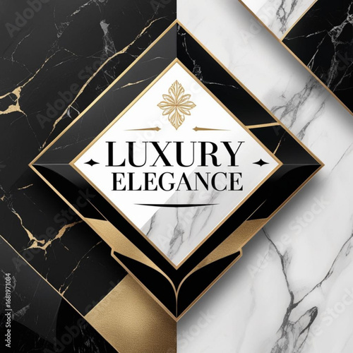 Elegant design with marble texture and golden accents showcasing luxury and sophistication in a square frame
