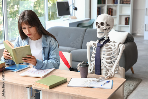 Female student with human s...
