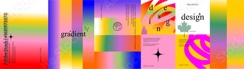 Gradient design. Abstract art.  Vector illustration of backgrounds, modern typography, shapes and spots for background, poster, magazine cover, corporate identity, label and web design