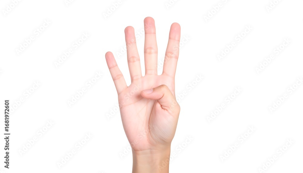 Obraz premium Hand displaying the number four