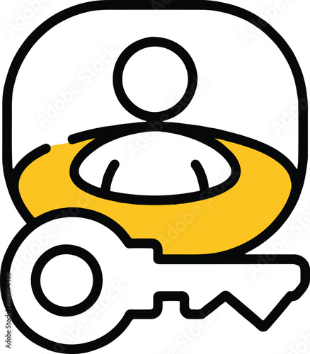 Vector art of user access key icon this vector illustration depicts a user icon with a key, symbolizing secure access and authentication for user accounts and profiles