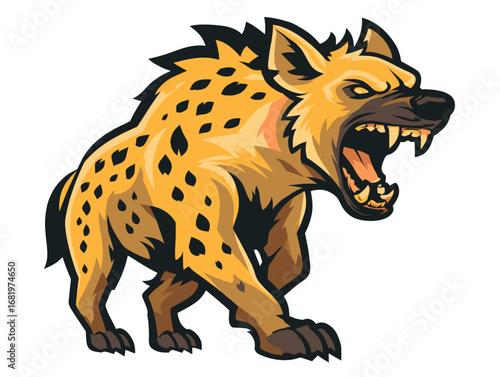 Vibrant hyena growling fiercely