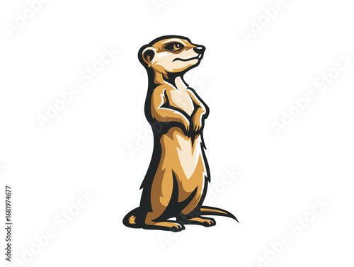 Meerkat standing alert in a natural environment