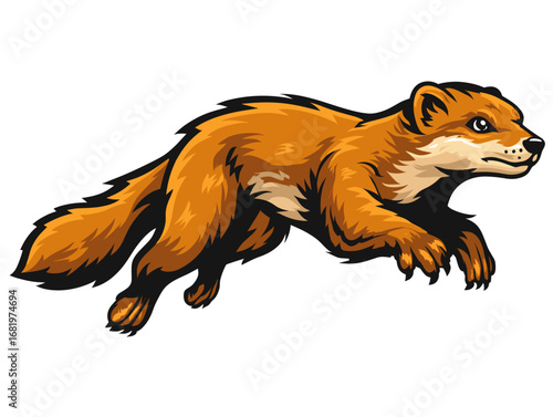 Jumping weasel in vibrant colors