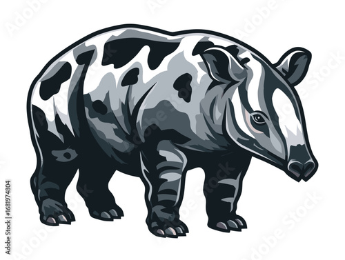 Unique depiction of a tapir on a white background