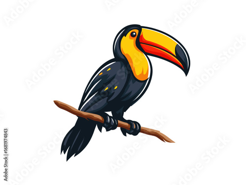 Colorful toucan perched on a branch in nature