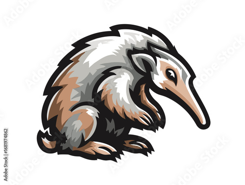 Cute creature with a long snout in playful pose