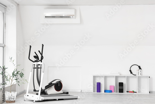 Interior of gym with sports...