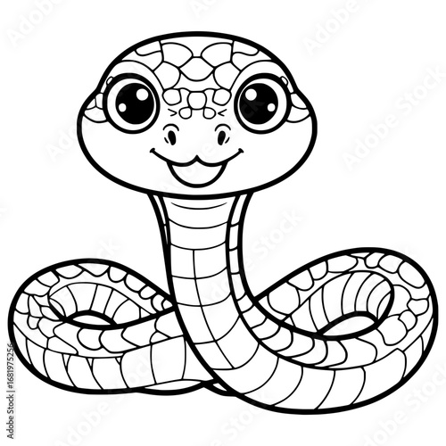 Cute Kawaii Snake Coloring Page