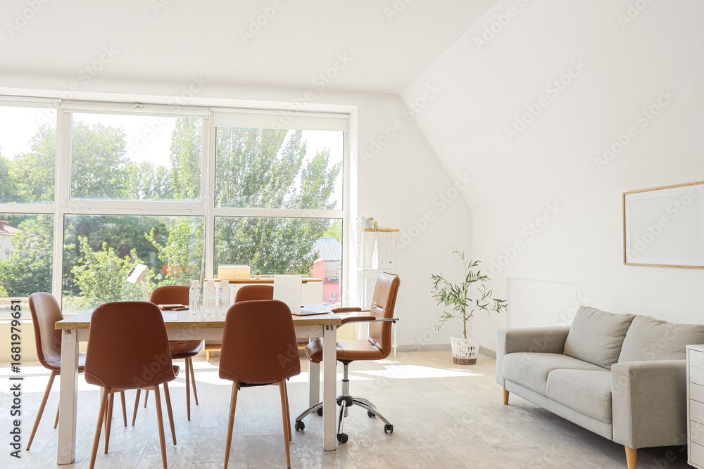 Fototapeta premium Interior of conference hall with table and sofa