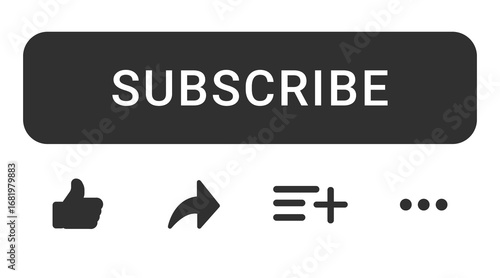 Subscribe icon button, bell icon. Notification icon button and hand cursor click. Red button subscribe element for social media, marketing, channel, website, mobile app. Vector illustration eps10