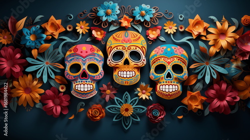 Day of the dead or dia de los muertos themed design for background, banner, wallpaper, cards, or advertising