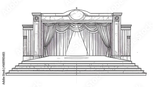 Architectural sketch of a stage