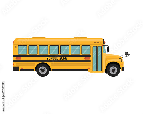 Clean vector illustration of a yellow school bus, perfect for educational content and transport
