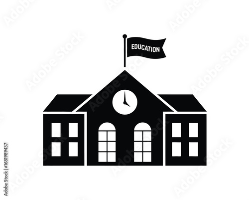Iconic Symbol of Education A Classic School Building Illustration