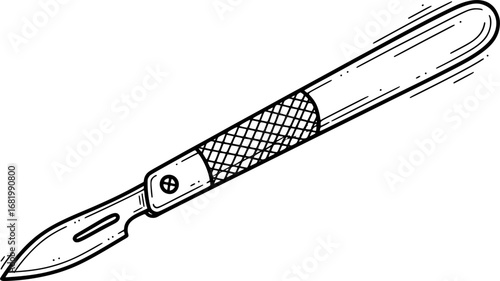 Scalpel Surgical Blade Icon with Hand-Drawn Style