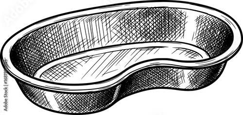 Kidney Dish Medical Tray Icon with Hand-Drawn Style