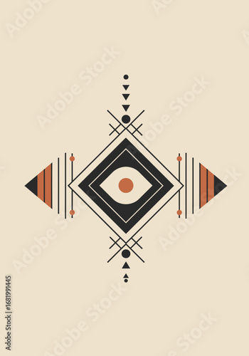 Mystical Geometric Design Featuring a Central Eye with a Boho Vibe