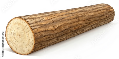 Fototapeta Naklejka Na Ścianę i Meble -  Detailed 3D Render of a Wooden Log Natural Texture and Growth Rings, wood texture, 3d model