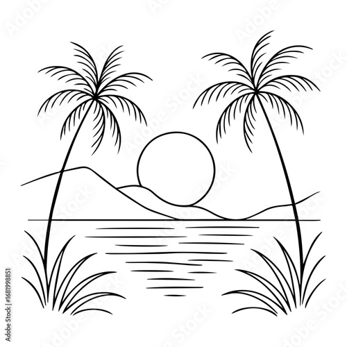 vector illustration of a tropical island vector