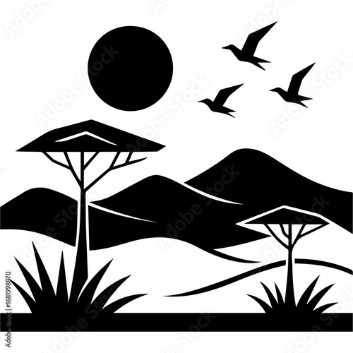 silhouette of a tropical beach vector