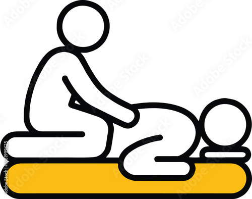 Massage therapy session isolated on white background, showing therapist providing manual treatment for patients back pain relief and muscle relaxation, promoting health and wellness