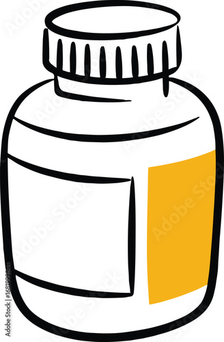 A simple bottle with a blank label, perfect for showcasing various health and wellness products, isolated on white background this versatile container is ideal for vitamins, supplements, and medicatio