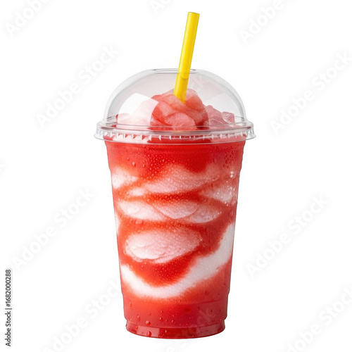 Refreshing strawberry smoothie isolated on transparent background