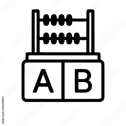 Education abacus with alphabet letter blocks A and B
