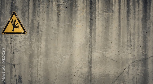 Wallpaper Mural Warning sign on distressed concrete wall indicating potential physical hazard near an industrial Torontodigital.ca