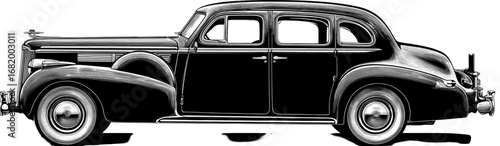 Vintage black classic car side view