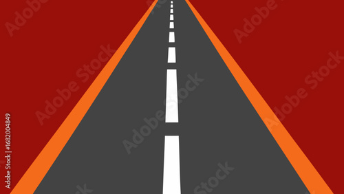 Asphalt Road Single Dashed White Line Path Transportation Route Design