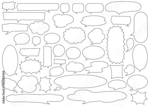 色々な形のふきだしセット（線画＋下地）
