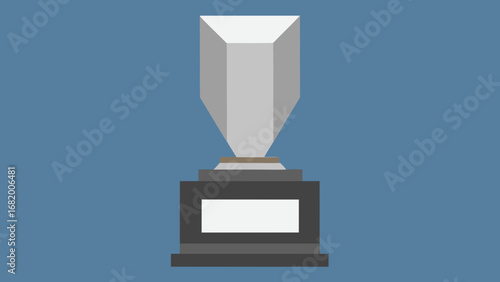 Trophy with Blank Engravable Silver Plaque Vector for Custom Awards